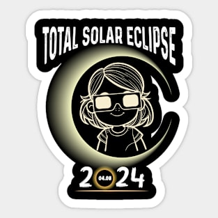 Solar Eclipse 2024 Shirt Total Eclipse April 8th 2024 Little Girl Girl Sticker